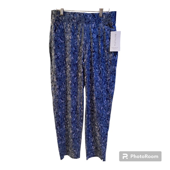 NWT Athleta Brooklyn Ankle Pant Captivate Chrome  Blue Print Size 8 - Picture 3 of 16
